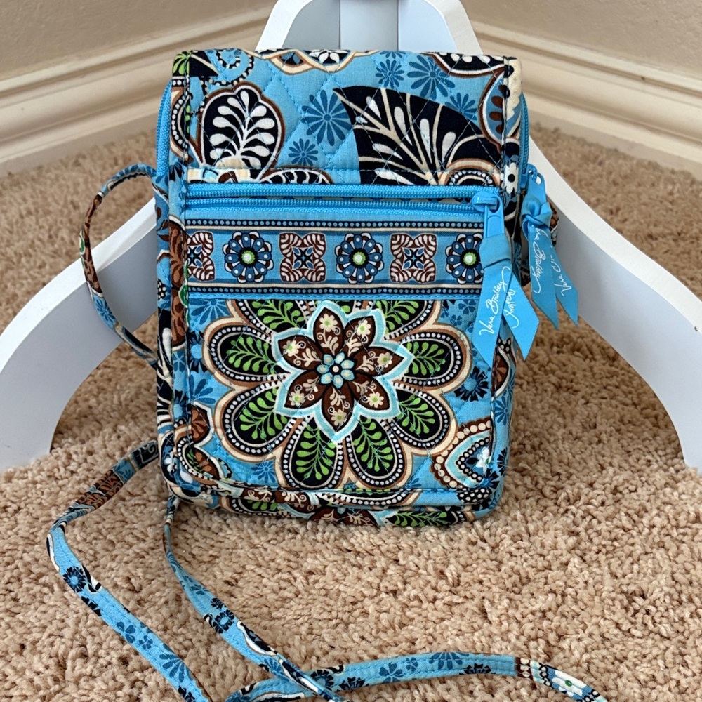 Vera Bradley Blue and Green Patterned Crossbody Bag